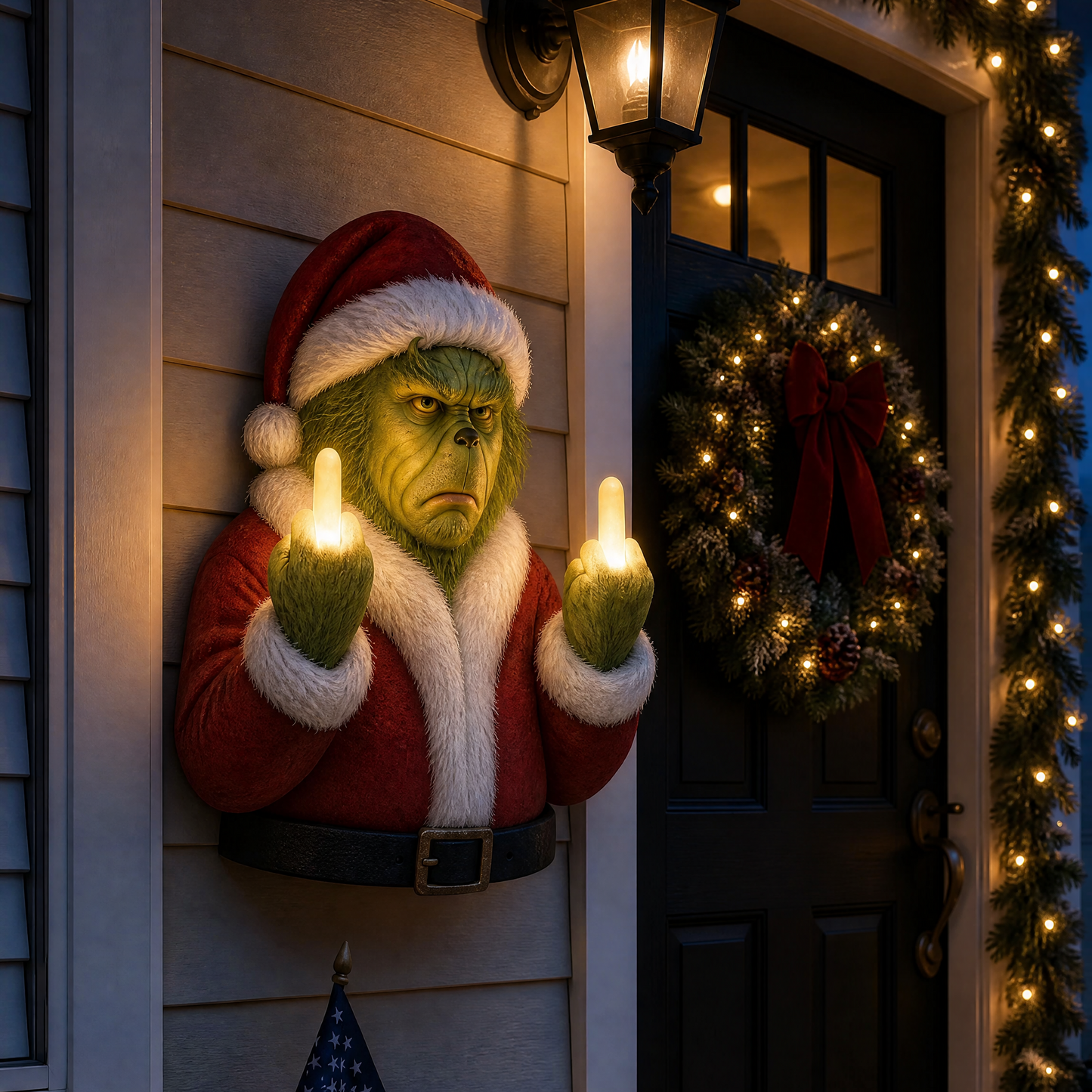 Grinch Middle Finger Christmas Light